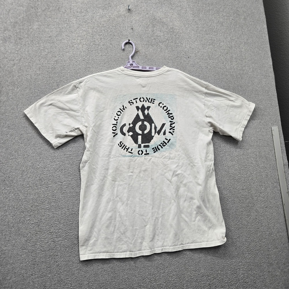Volcom Men Shirt XL White Graphic Logo Short Sleeve True To This